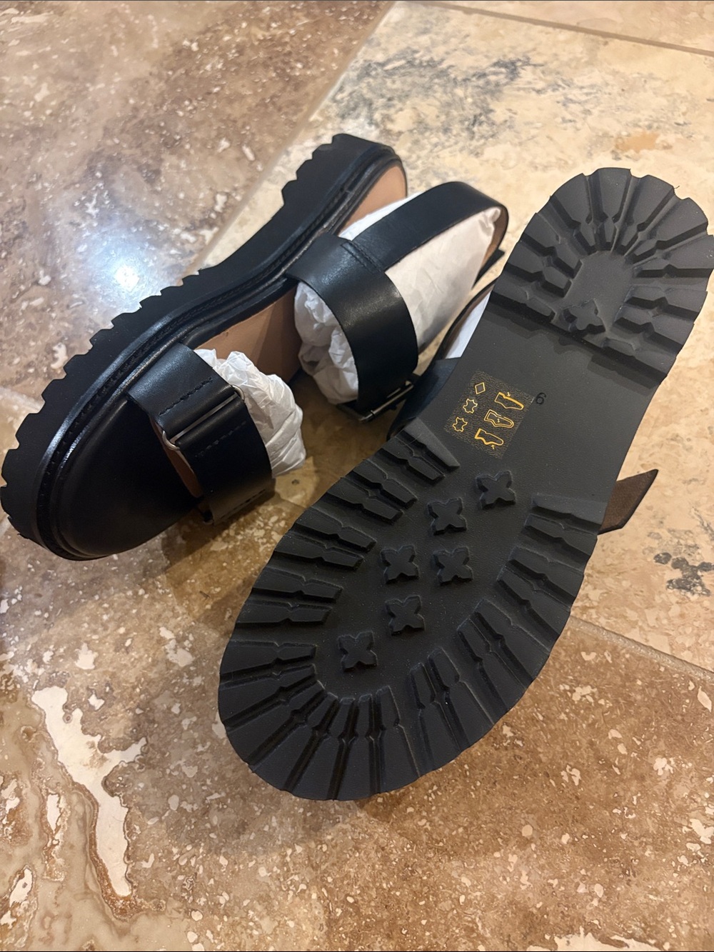 Madewell Leather Double Strap Buckle Lug Sandals - Picture 3 of 4